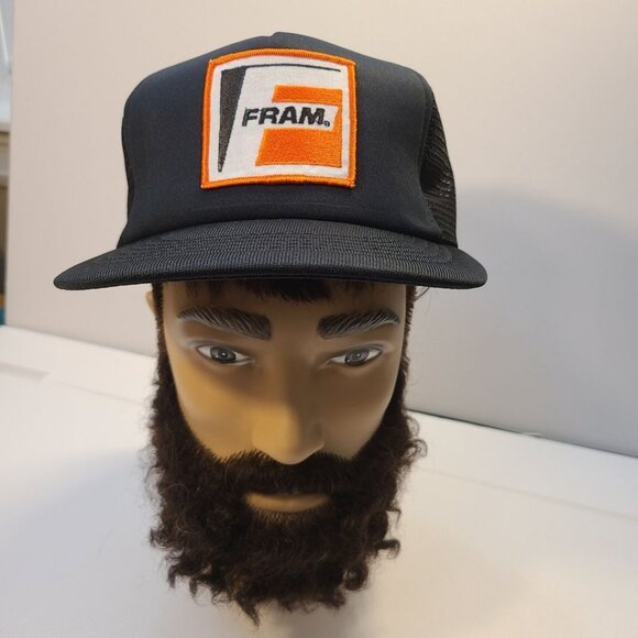 Vintage 90s Trucker Hat Fram Patch Mesh Adjustable Hat - Picture 1 of 8